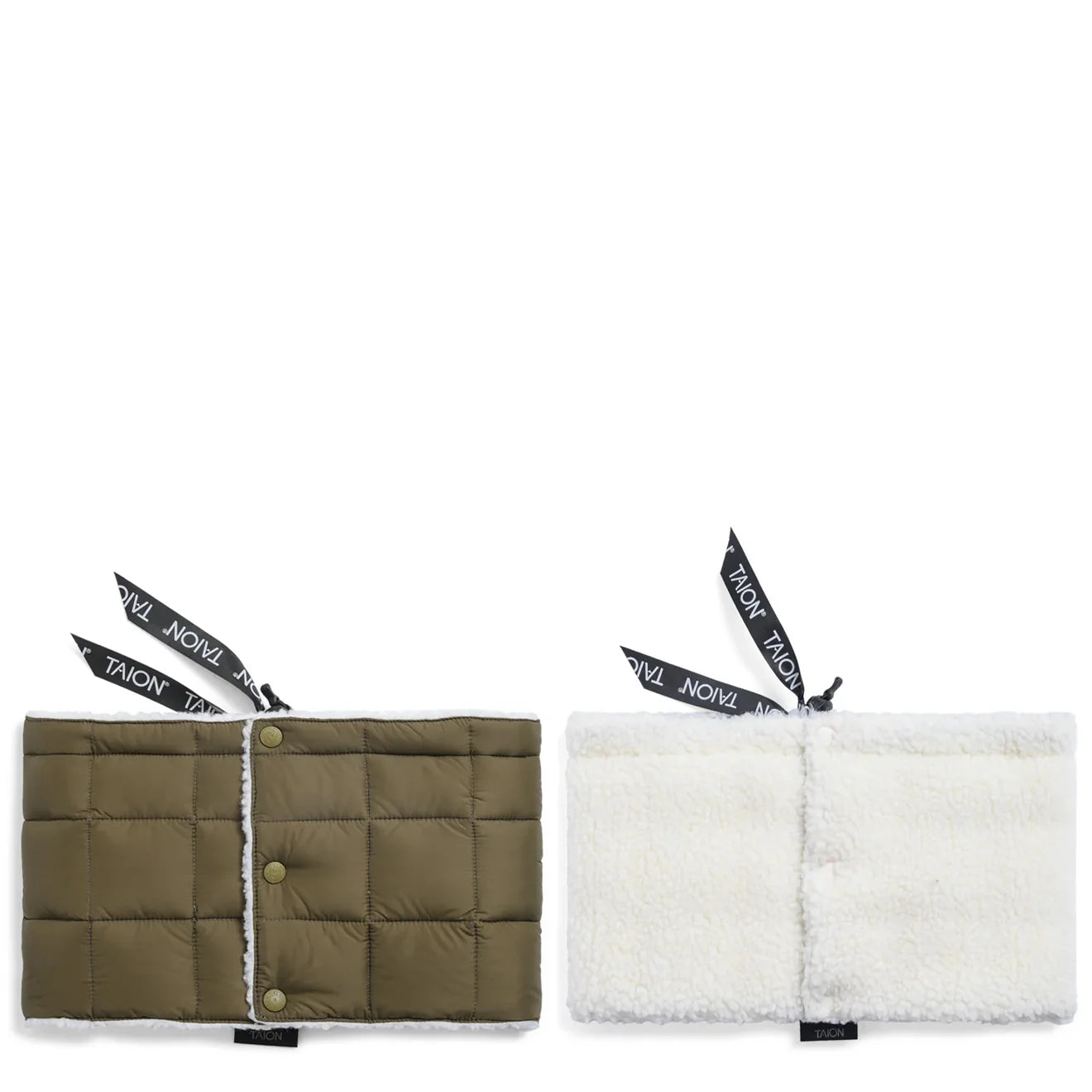 Taion Reversible Down Neck Warmer Olive / Ivory - pam pam
