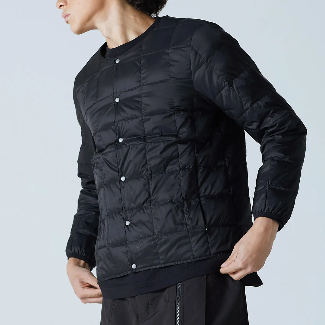 Taion Womens Crew Neck Button Down Jacket Black - pam pam