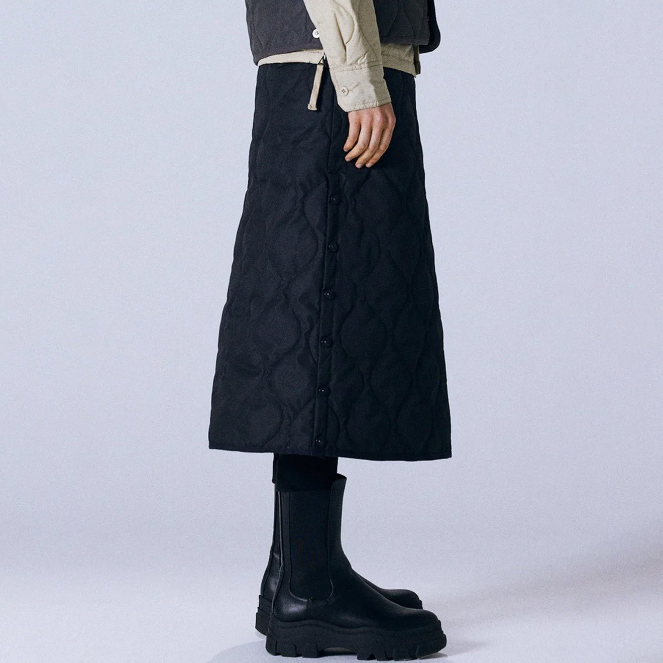 Taion Womens Military Snap Button Down Skirt Black - pam pam