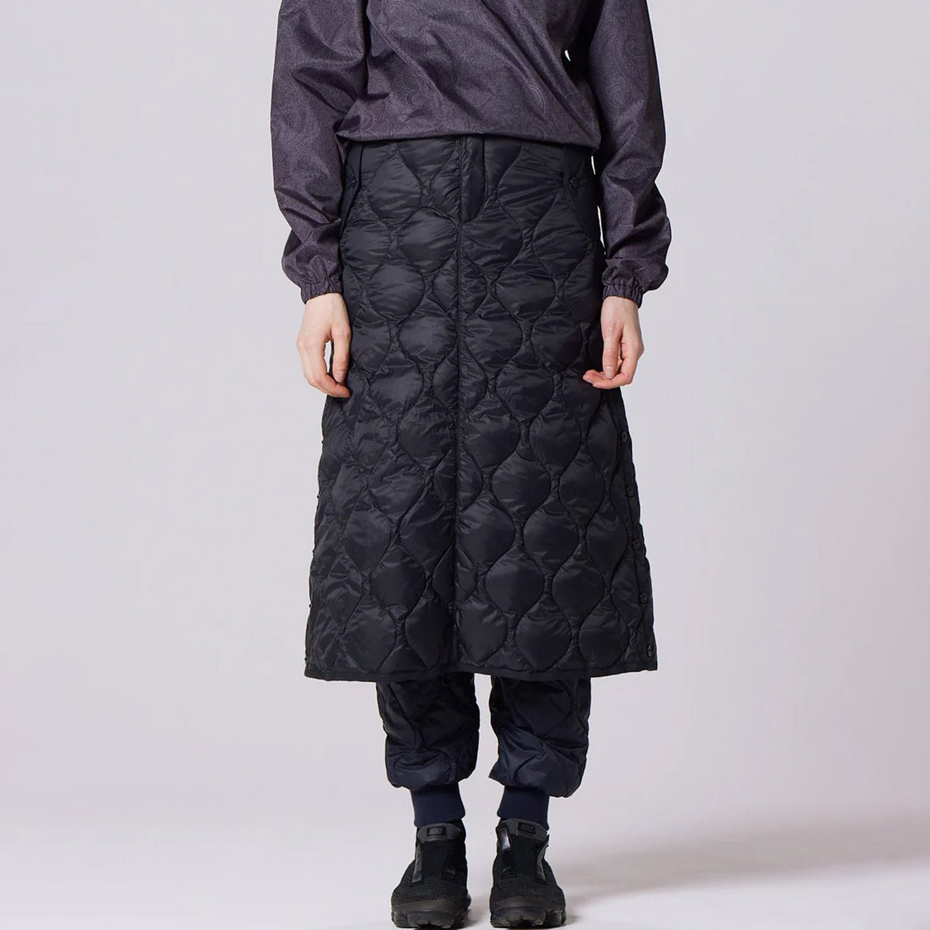 Taion Womens Military Snap Button Down Skirt Soft Shell Black - pam pam