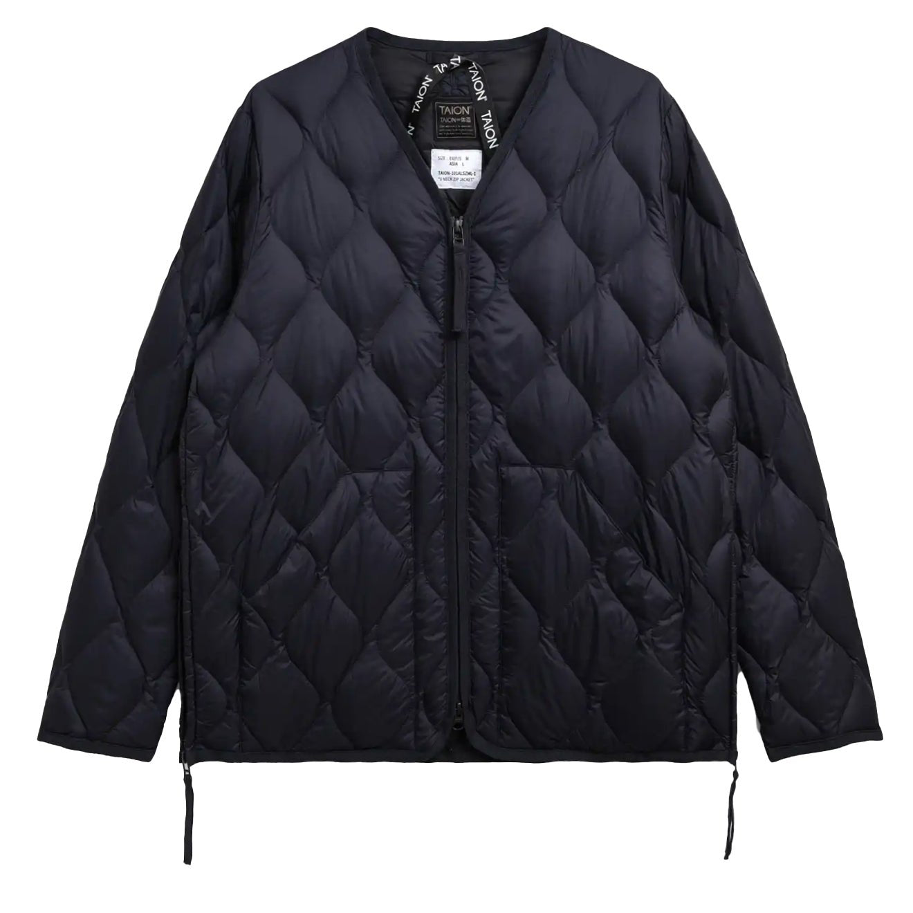 Taion Womens Military V Neck W-Zip Down Jacket Dark Navy - pam pam