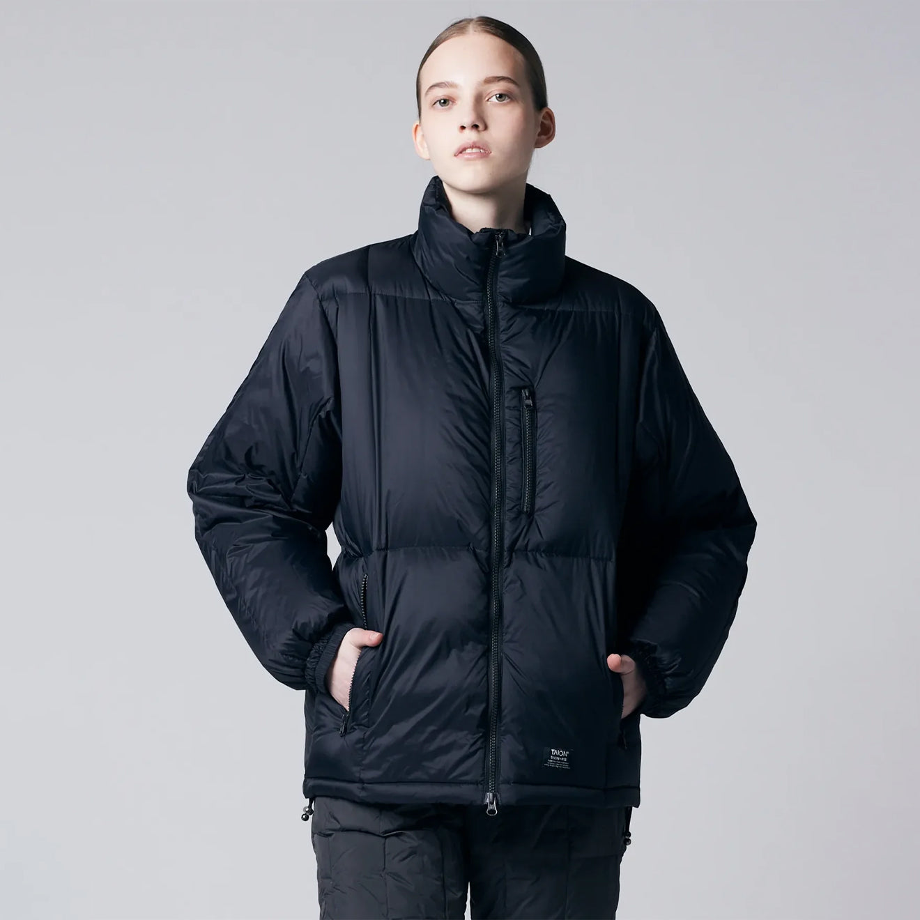Taion Work W-Zip Volume Down Jacket Black - pam pam