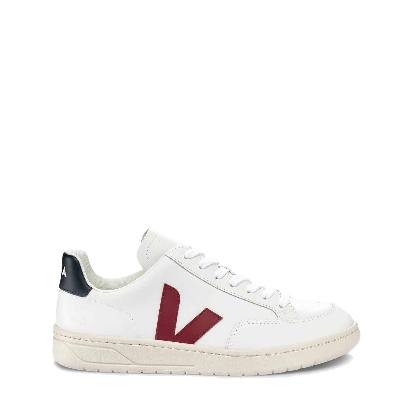Veja V-12 Leather Trainer White Marsala Nautico - pam pam