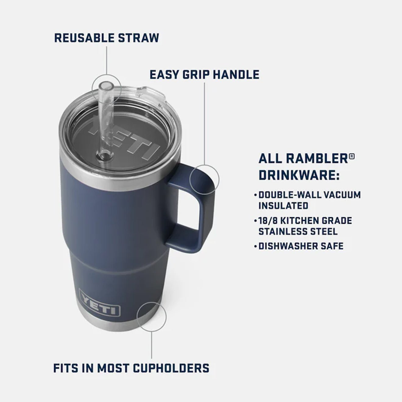 Yeti Rambler 25 Oz Straw Mug Navy - pam pam