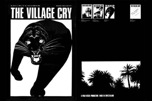 The Village Cry, March 1977, with a snarling panther cover — the Basel magazine whose covers Carhartt WIP reprinted for its 2018 collection