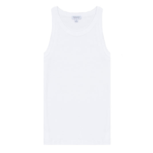 Sunspel Womens Ribbed Tank Top White