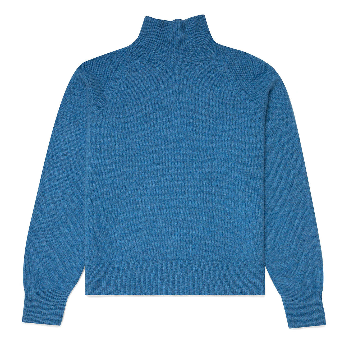 Sunspel Womens Lambswool Funnel Neck Jumper Blue Jean