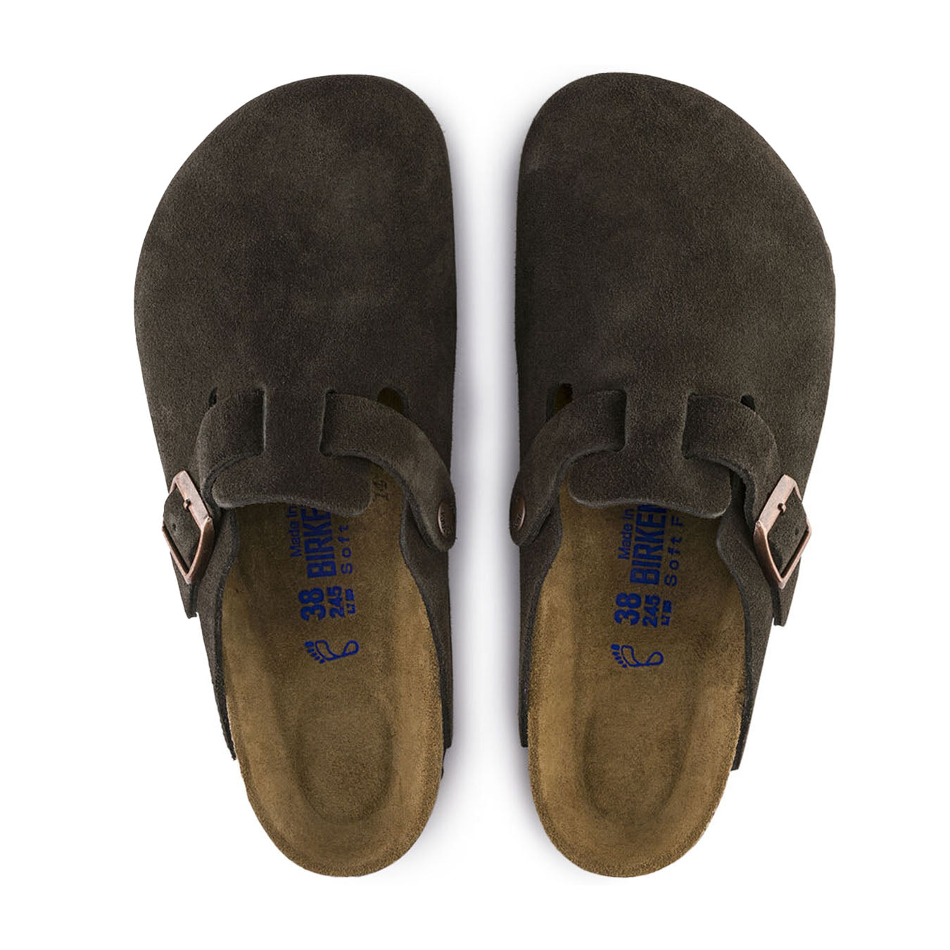 Birkenstock Womens Narrow Boston Suede Leather Mocca