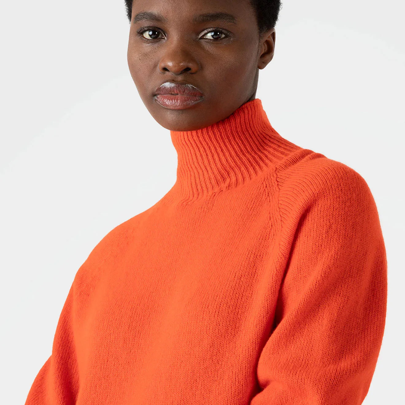 Sunspel Womens Lambswool Funnel Neck Jumper Magma