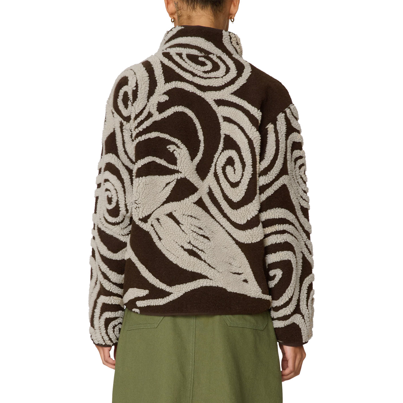 Obey Womens Swirls Jacquard Zip Jacket Brown Multi