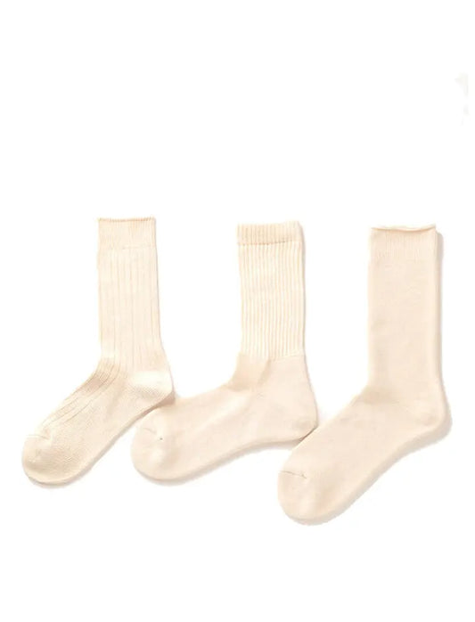 RoToTo Organic Daily 3 Pack Crew Socks Ecru