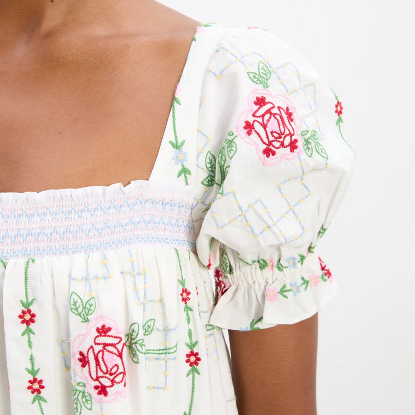 lulu mini dress damson madder Damson Madder Lulu Mini Dress Rose Embroidery