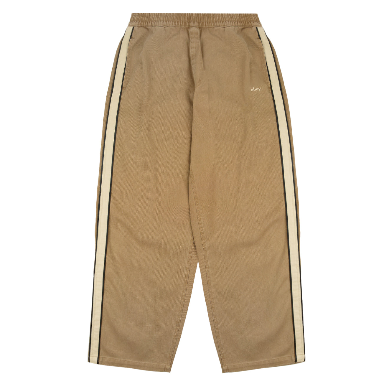 Obey Womens Astrid Side Stripe Pant Tan Faded Wash - pam pam 