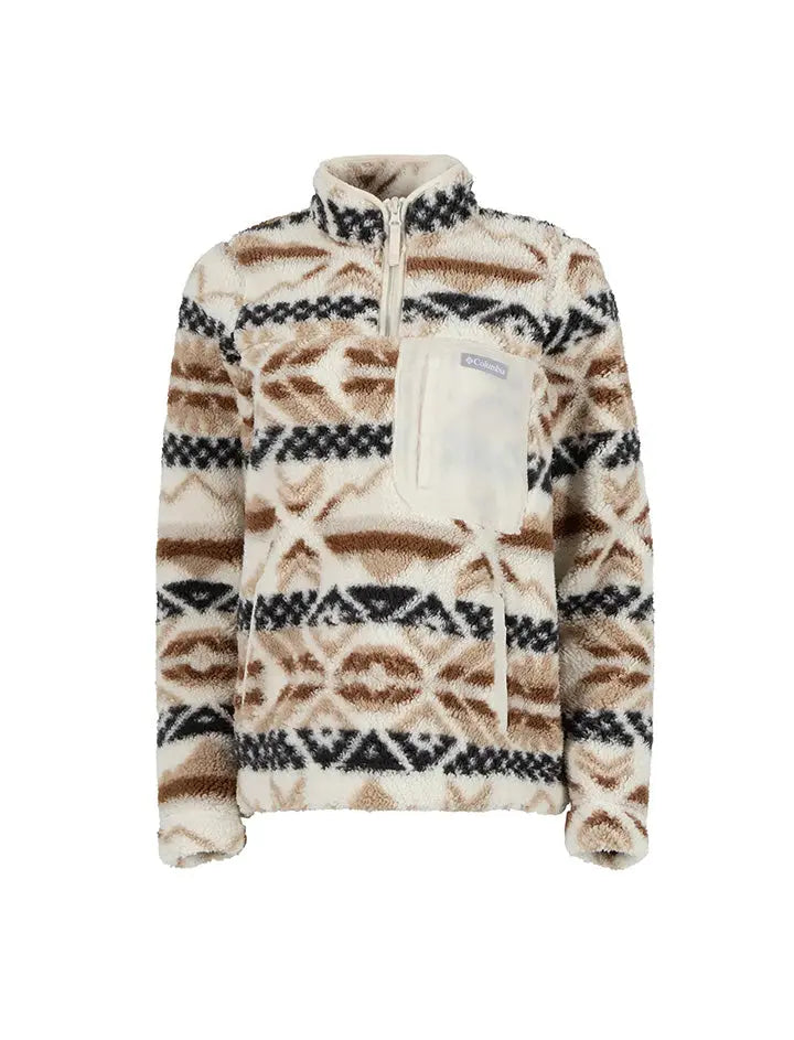 Columbia West Bend 1/4 Zip Sherpa Pullover Chalk Checkered Peaks / Chalk