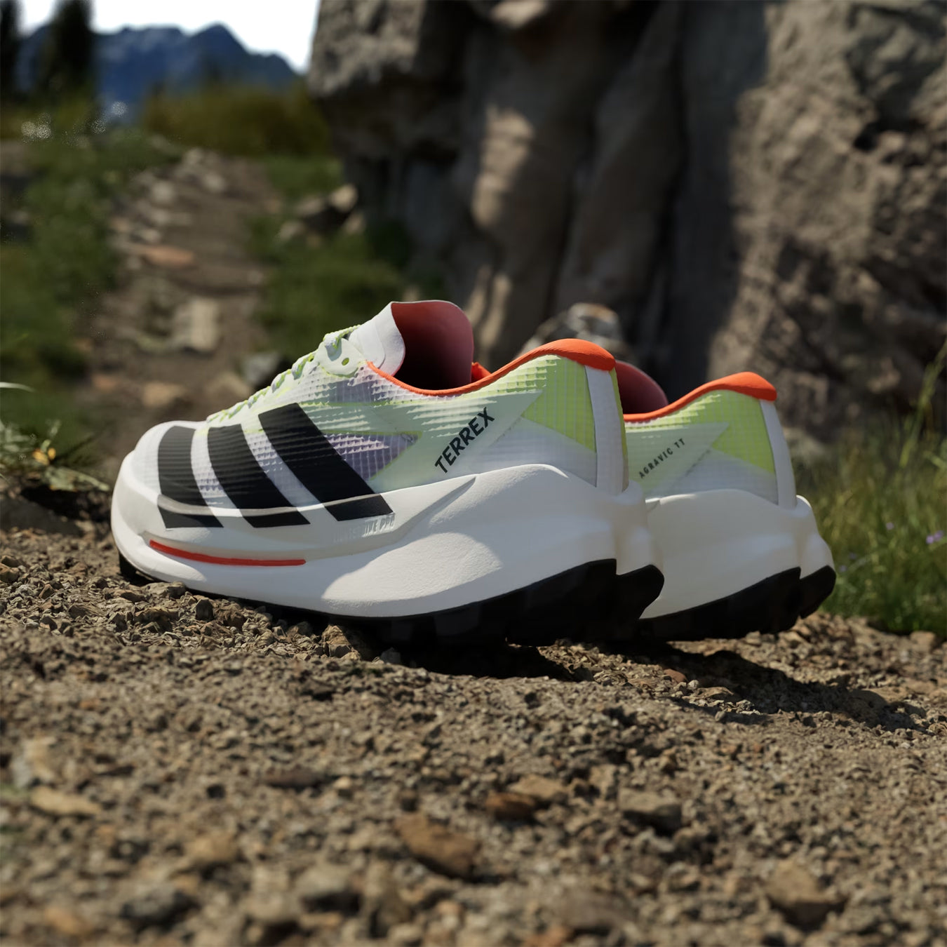 Adidas Terrex Womens Agravic TT Trail Running Shoe Cloud White / Core Black / Impact Orange - pam pam 