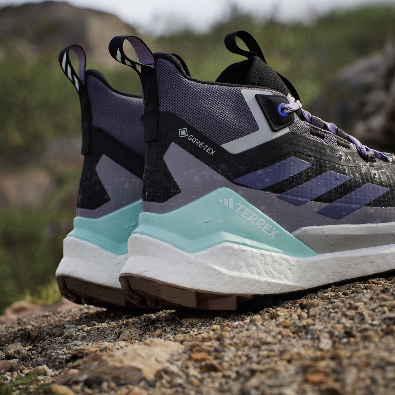 Adidas Terrex Womens Free Hiker 2.0 Gore-Tex Hiking Shoes Core Black / Preloved Violet / Taupe Oxide - pam pam 