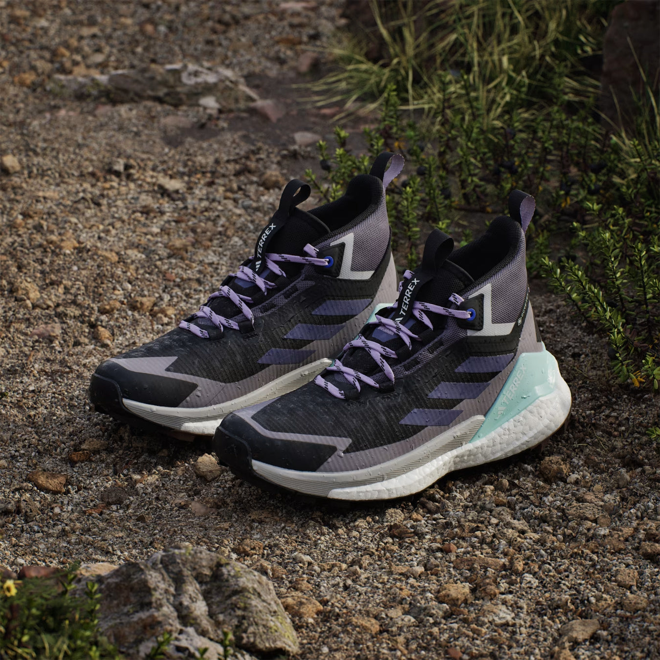 Adidas Terrex Womens Free Hiker 2.0 Gore-Tex Hiking Shoes Core Black / Preloved Violet / Taupe Oxide - pam pam 