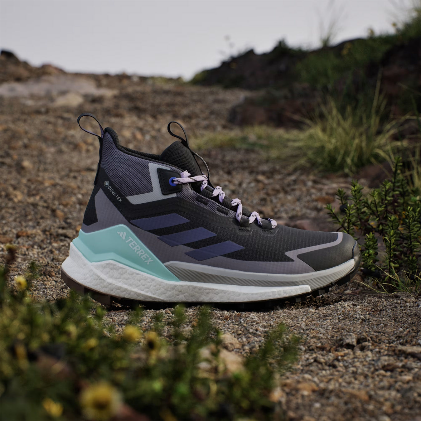 Adidas Terrex Womens Free Hiker 2.0 Gore-Tex Hiking Shoes Core Black / Preloved Violet / Taupe Oxide - pam pam 