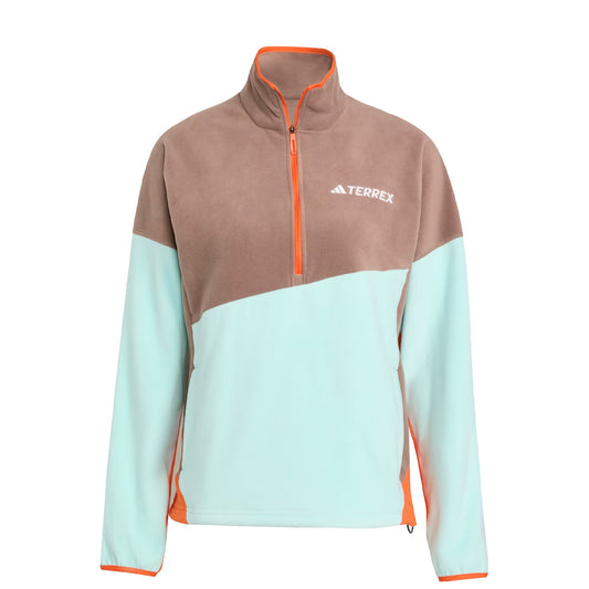 Adidas Terrex Womens MT Fleece Anorak Trace Brown / Semi Flash Aqua / Semi Impact Orange - pam pam