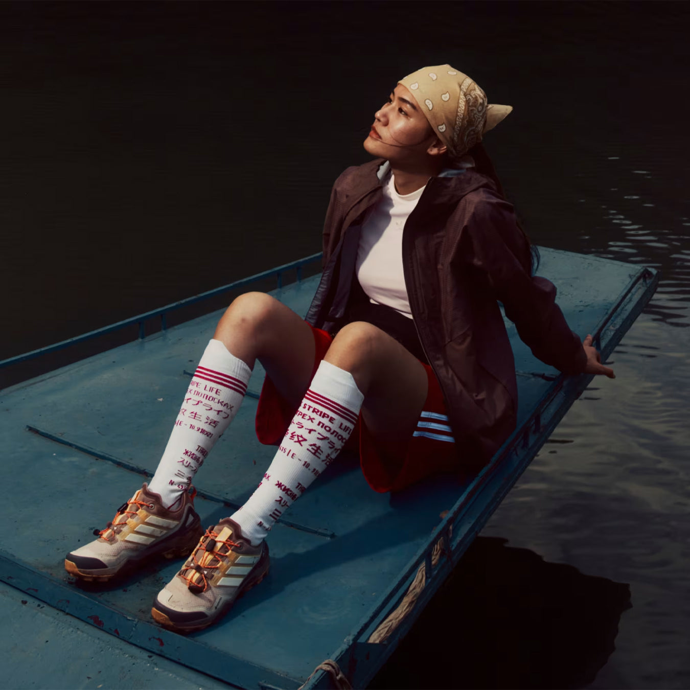 Adidas Terrex Womens Skychaser Gore-Tex Hiking Shoe Wonder Taupe / Off White / Ice Tangerine - pam pam 