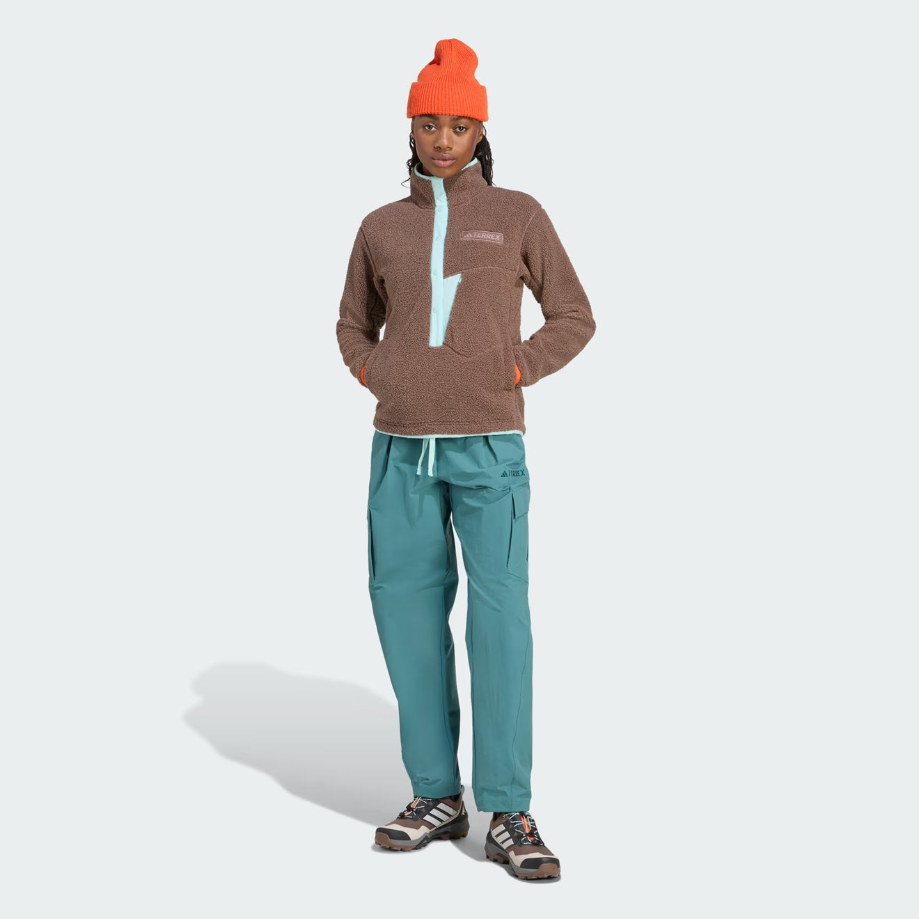 Adidas Terrex Womens XPL Pile Snap Fleece Earth Strata / Semi Flash Aqua - pam pam 