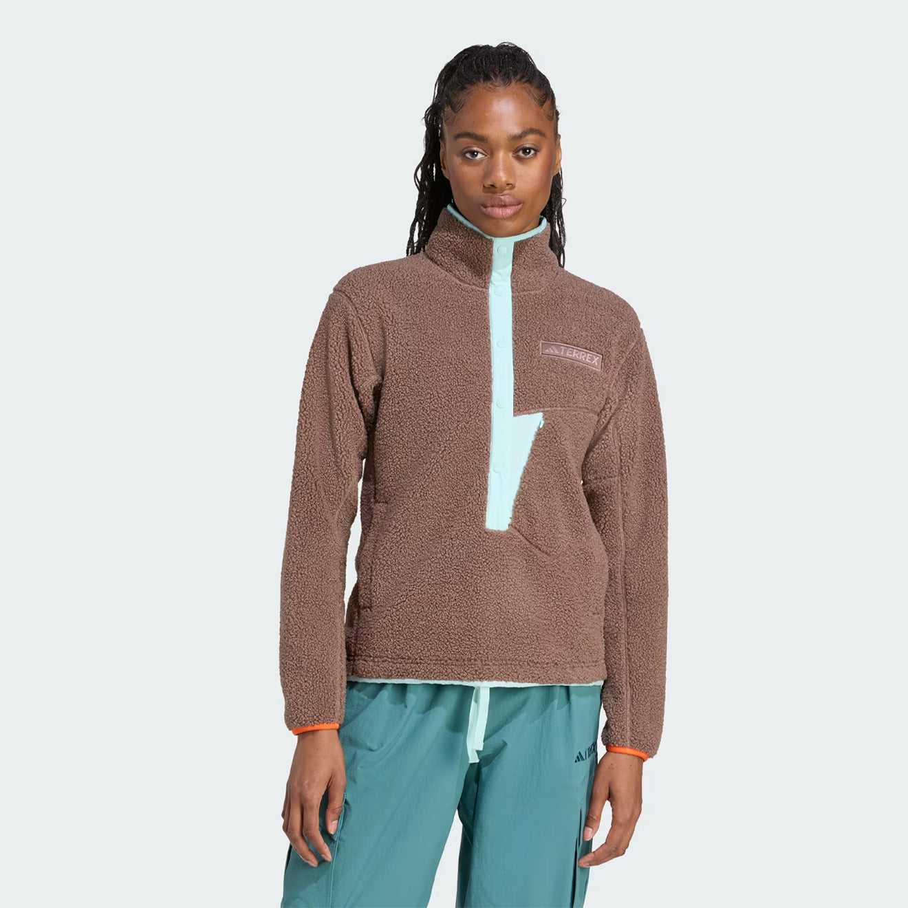 Adidas Terrex Womens XPL Pile Snap Fleece Earth Strata / Semi Flash Aqua - pam pam 