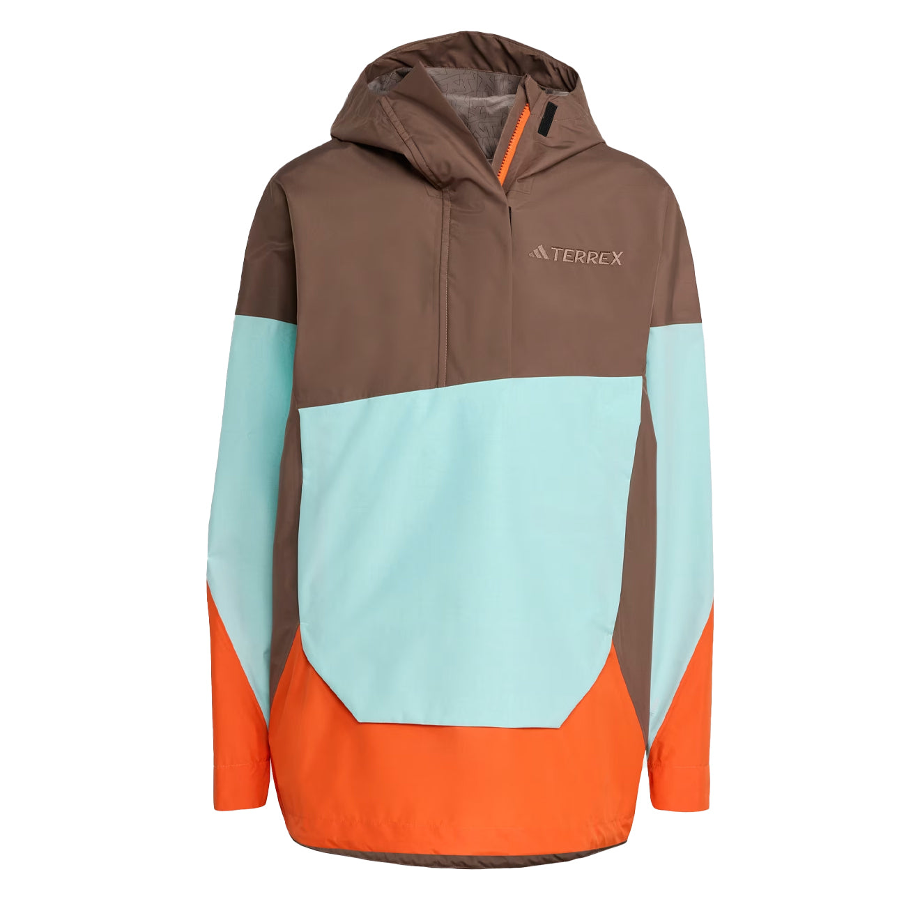 Adidas Terrex Womens Xploric 2.5L Climaproof Anorak Earth Strata / Semi Flash Aqua / Semi Impact Orange - pam pam 