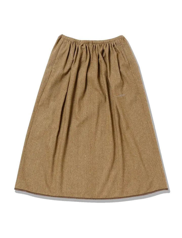 And Wander Womens Rewool Tweed Skirt Beige