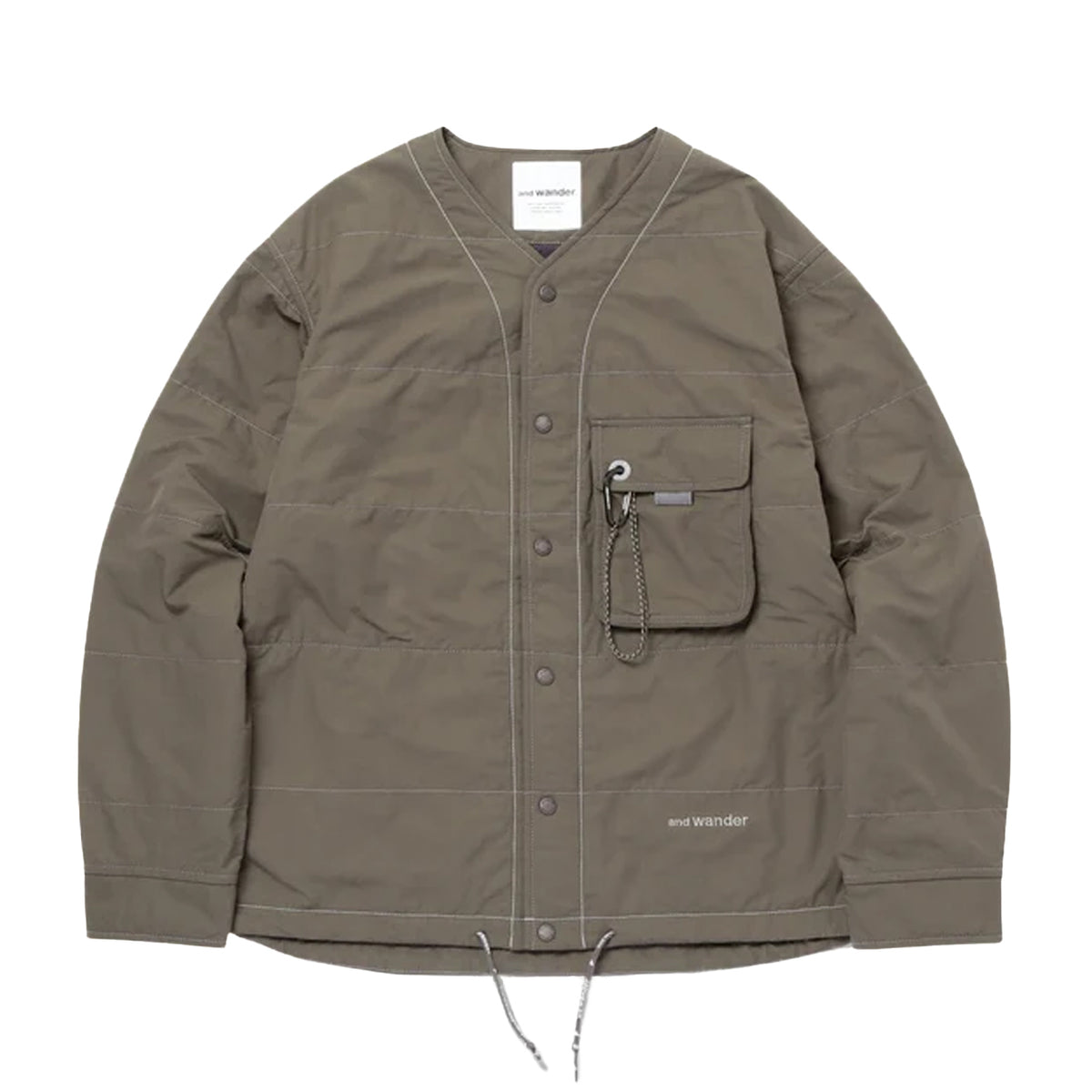 And Wander C/N Octa Collarless Shirt Jacket Light Khaki