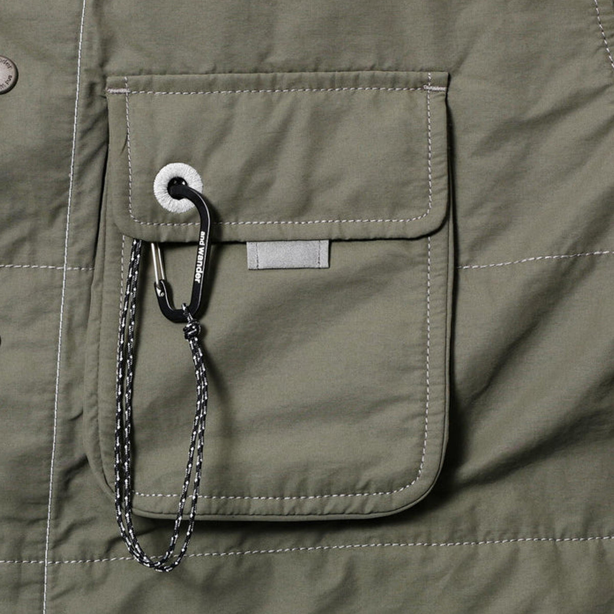 And Wander C/N Octa Collarless Shirt Jacket Light Khaki