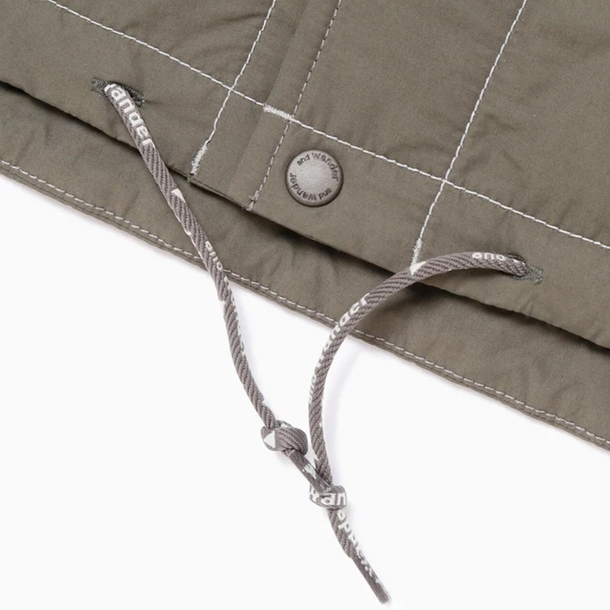 And Wander C/N Octa Collarless Shirt Jacket Light Khaki