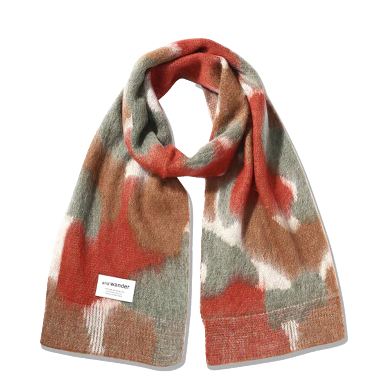 And Wander Mix Color Shaggy Knit Stole Brown Mix