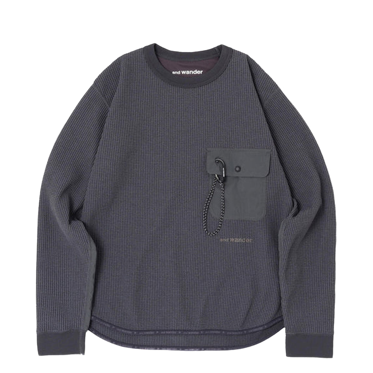 And Wander PE Waffle L/S T-Shirt Grey