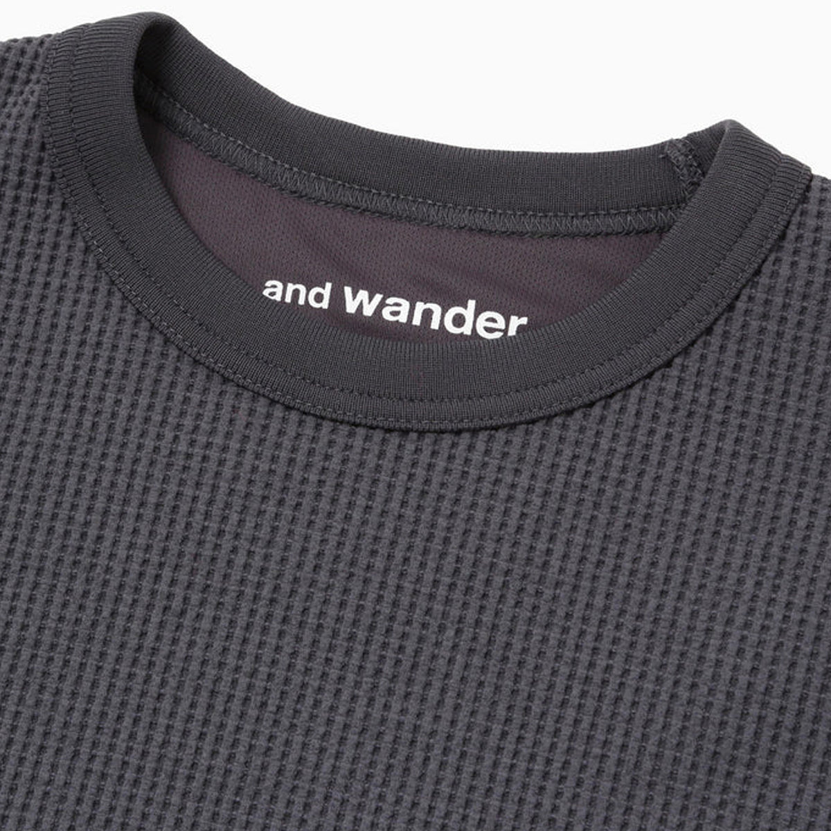 And Wander PE Waffle L/S T-Shirt Grey