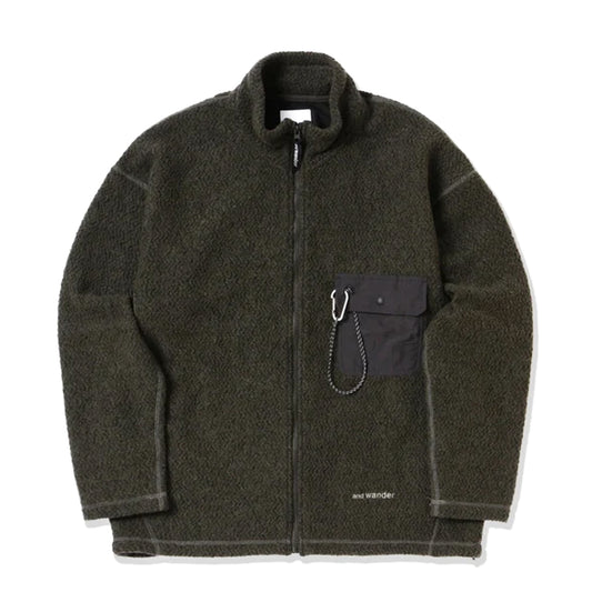 And Wander Re Wool JQ Stand Zip Khaki