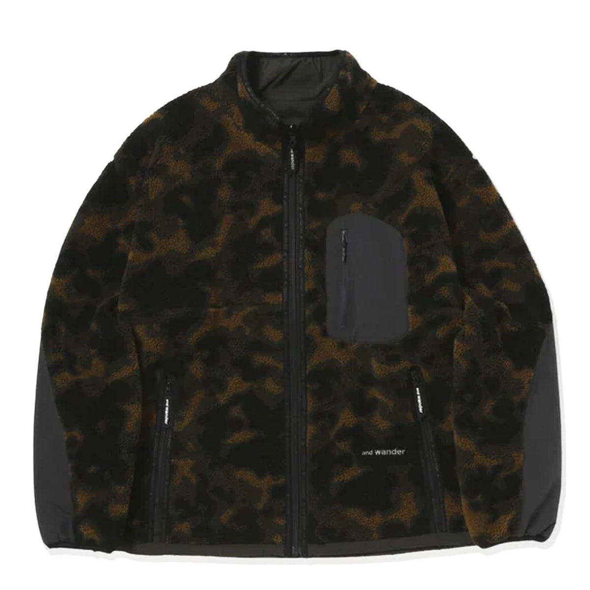 And Wander Reversible Boa Jacket Brown