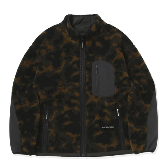 And Wander Reversible Boa Jacket Brown