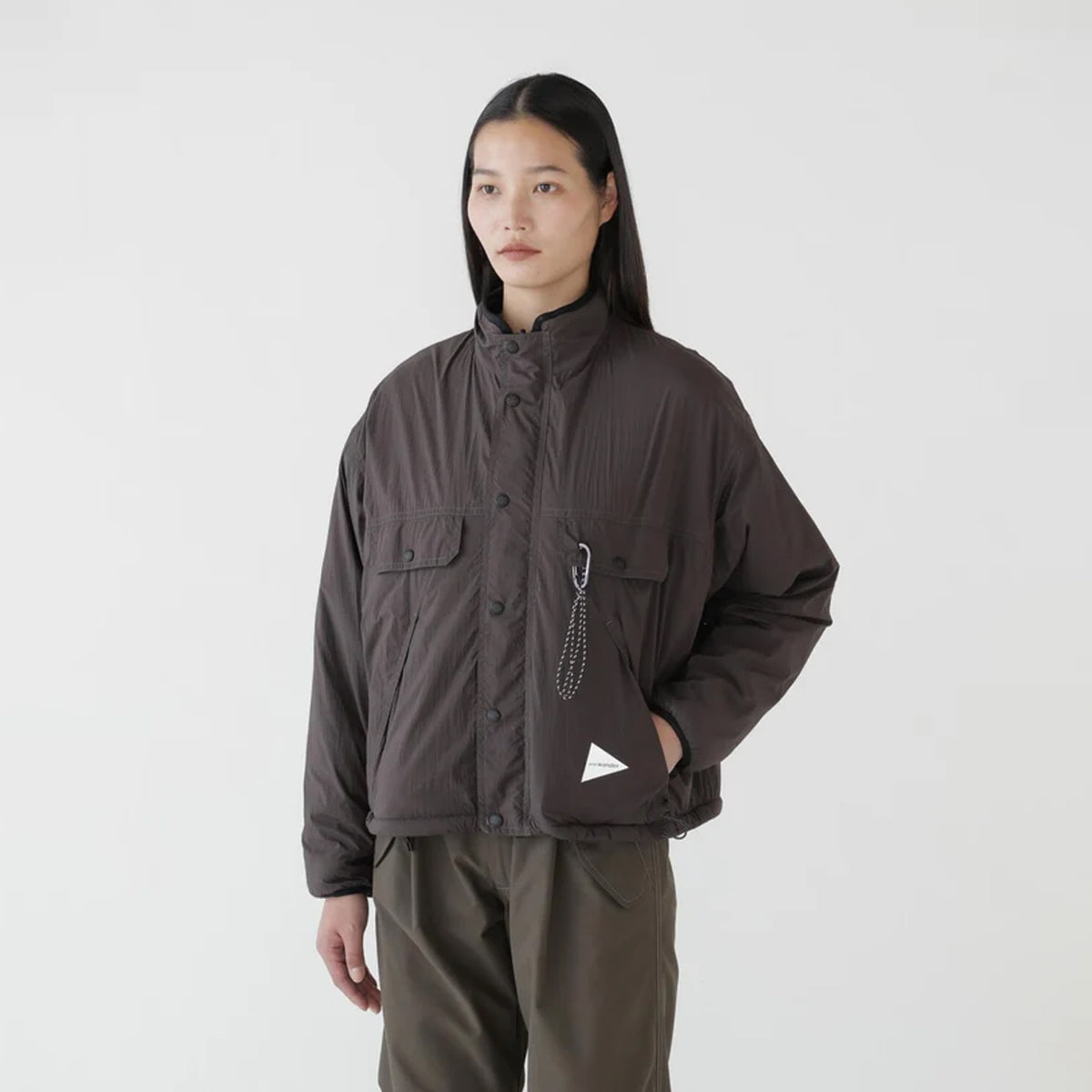 And Wander Reversible Boa Jacket Brown