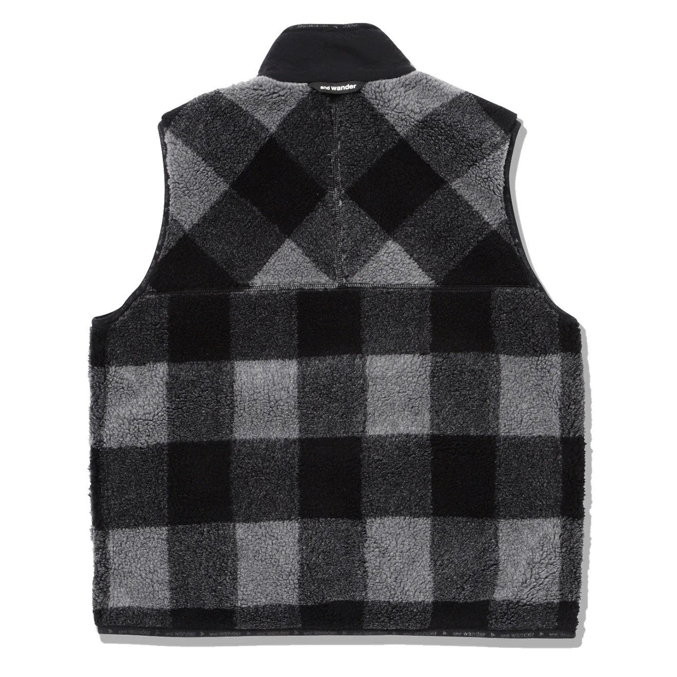 And Wander Womens Check Boa Vest Grey