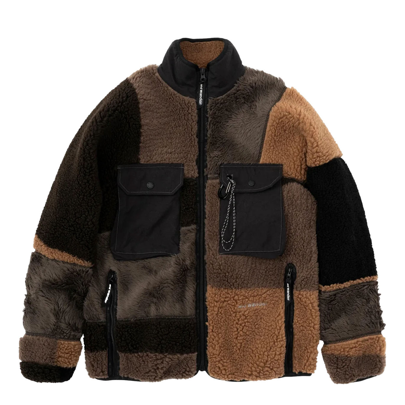 And Wander Womens Mix Boa Jacket Brown