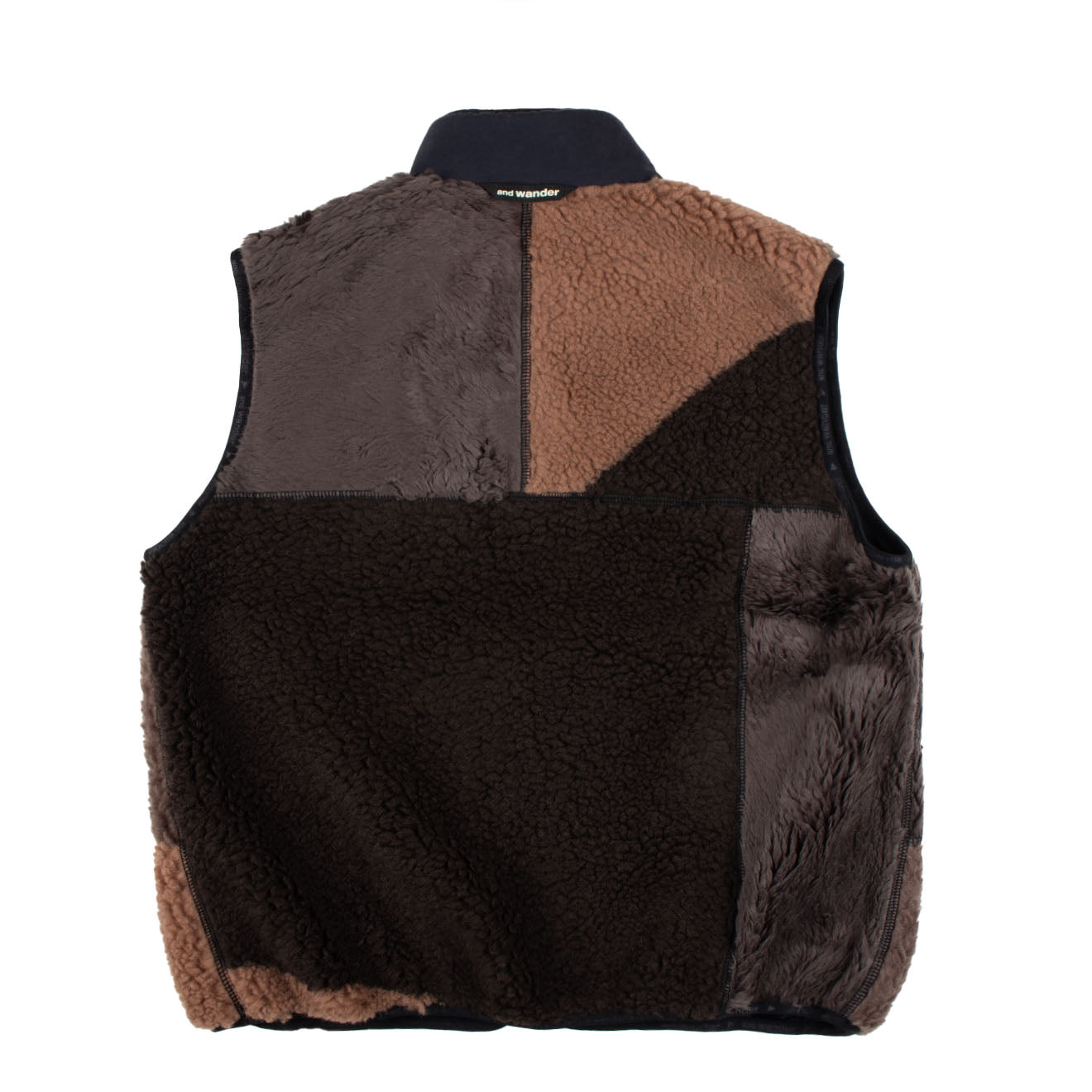 And Wander Womens Mix Boa Vest Brown