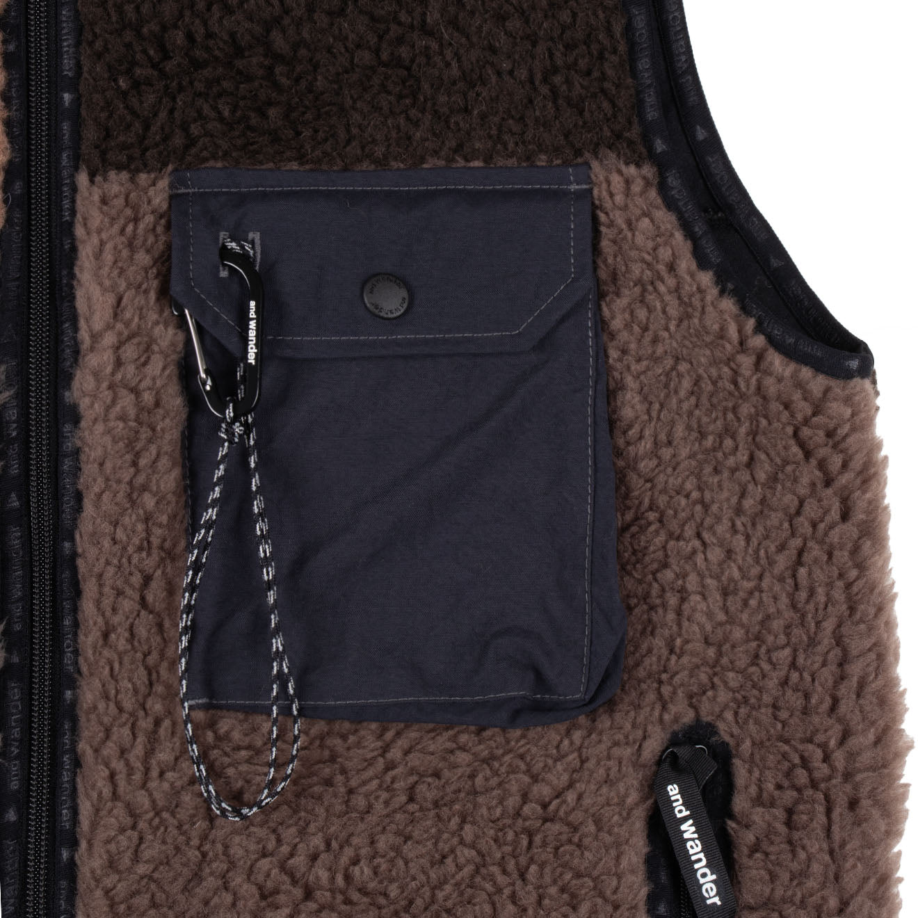 And Wander Womens Mix Boa Vest Brown