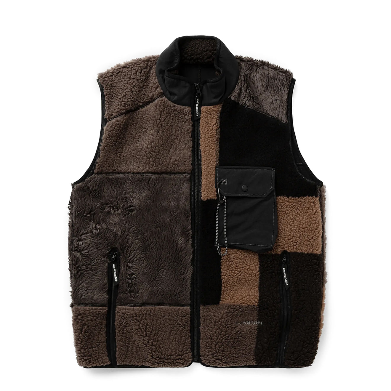 And Wander Womens Mix Boa Vest Brown