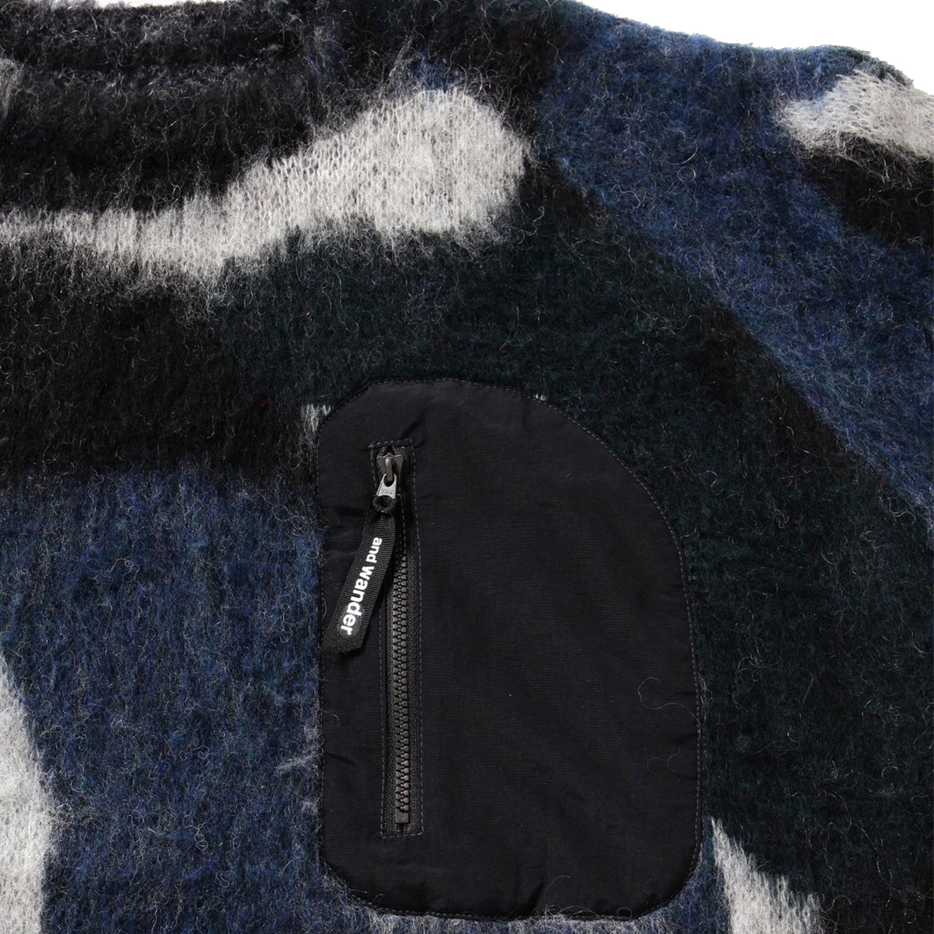 And Wander Womens Mix Color Shaggy Knit Sweater Black Mix