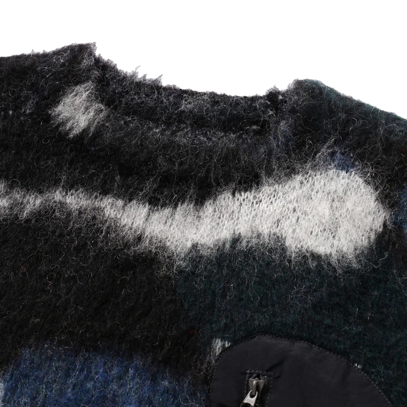 And Wander Womens Mix Color Shaggy Knit Sweater Black Mix