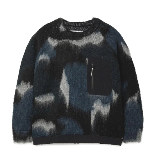 And Wander Womens Mix Color Shaggy Knit Sweater Black Mix