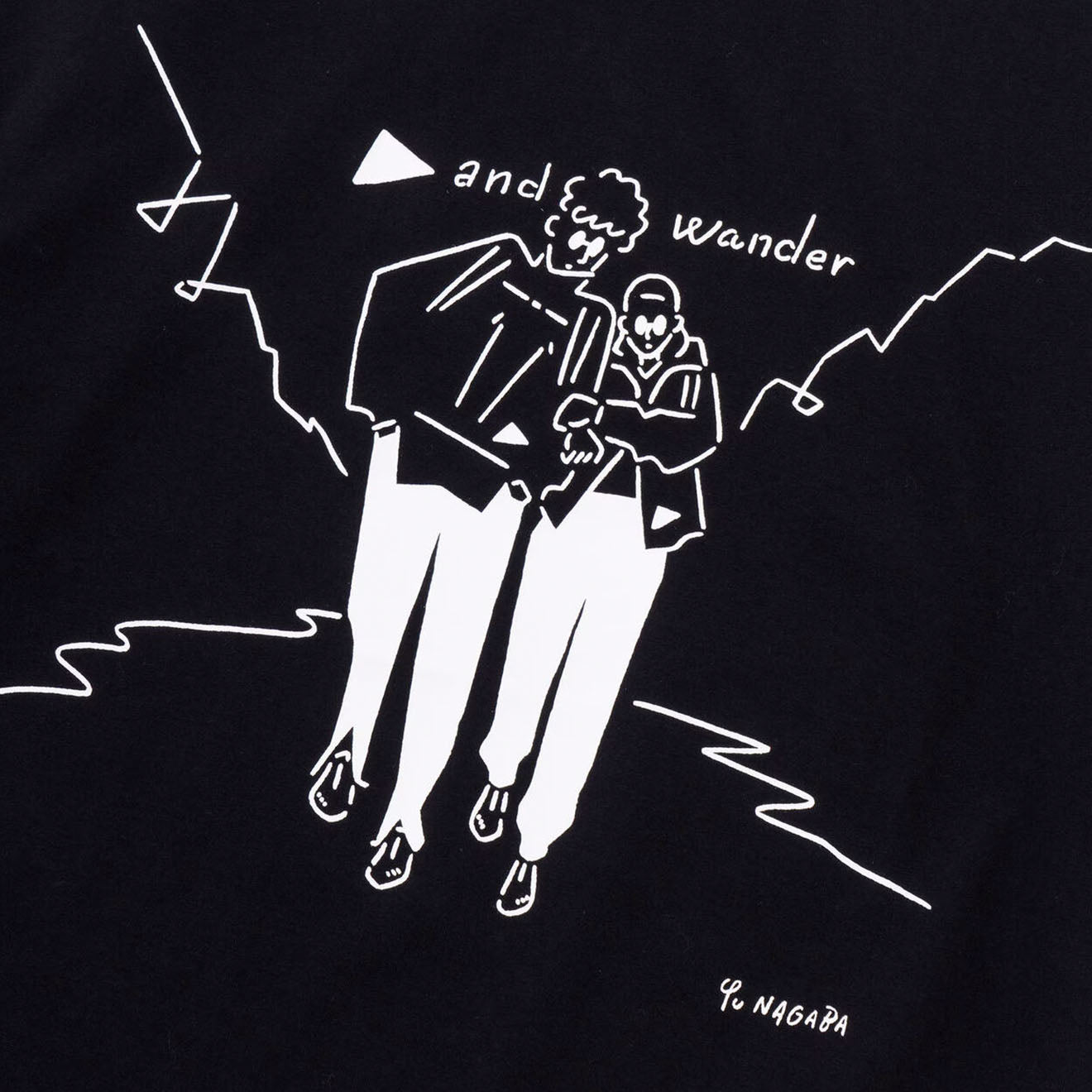 And Wander Womens Yu Nagaba Printed T-Shirt Black