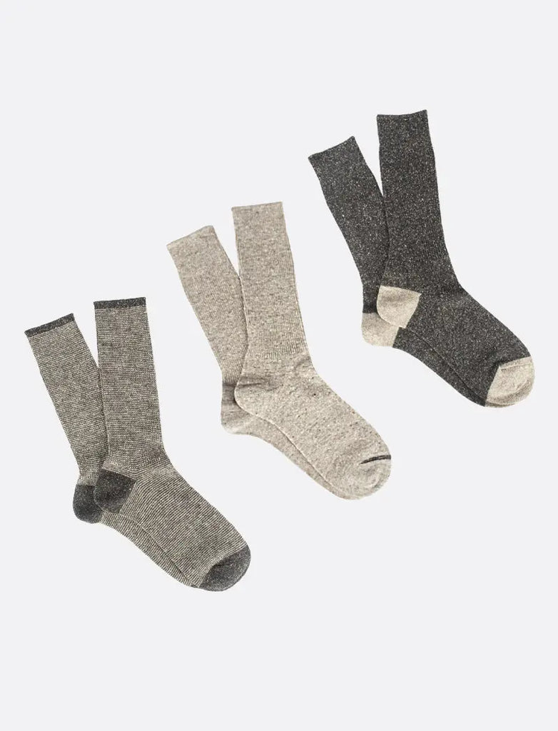 Anonymous Ism Nep American Rib 3 Pack Crew Socks Grey Anonymous Ism