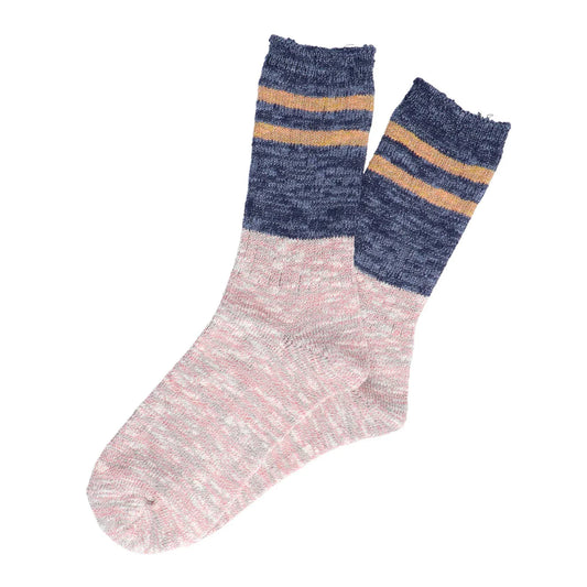 Anonymous Ism Slub Stripes Sock Crew Navy