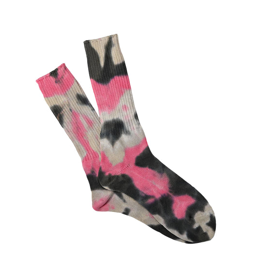 Anonymous Ism Uneven Dyed Crew Sock Pink - pam pam